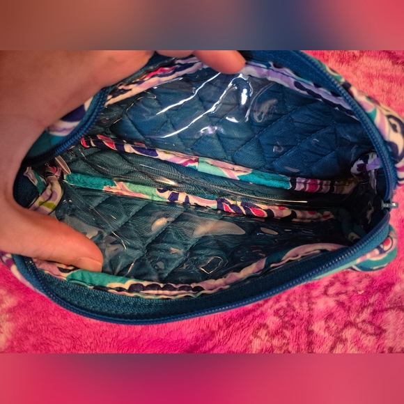 Vera Bradley Quilted Paisley Cosmetic Bag - Teal Purple Wakiki Patern - Picture 7 of 11